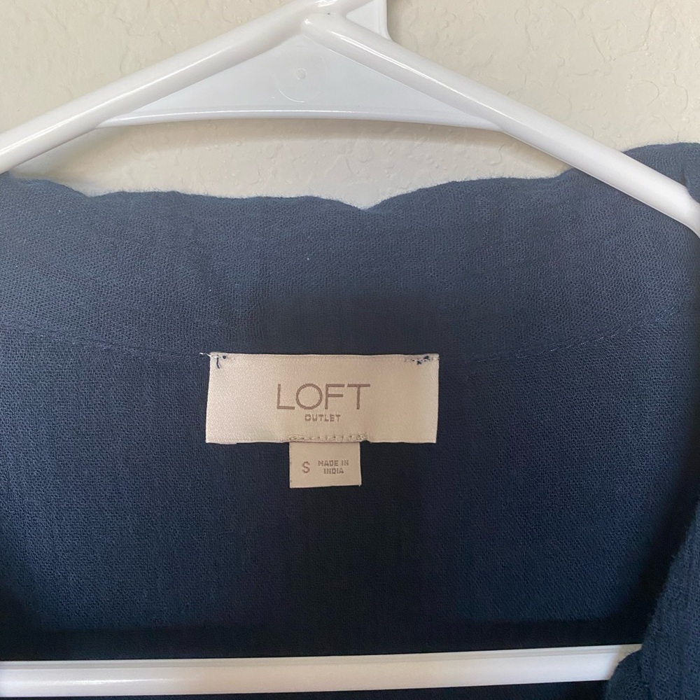 Loft - Button Down Collared Romper In Navy Blue - image 3